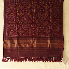 Vasant . वसंत ~ Woolen Patola Shawl ~ Wine Color
