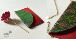 A pocket full of joy ✿ Patola Silk Sling Bag / Envelope Purse - Green & Red