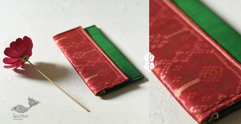 shop Patola Silk Sling Bag / Envelope Purse Red & Green