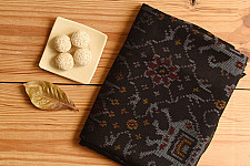 Vasant . वसंत ~ Woolen Patola Shawl ~ Black Hathi Motif