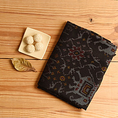 Vasant . वसंत ~ Woolen Patola Shawl ~ Black Hathi Motif