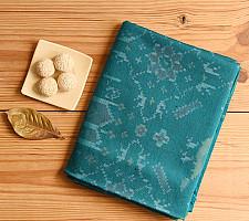 Vasant . वसंत ~ Woolen Patola Shawl ~ Teal Swan Motif