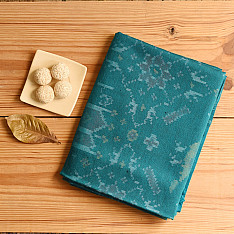 Vasant . वसंत ~ Woolen Patola Shawl ~ Teal Swan Motif