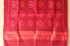 Vasant . वसंत ~ Woolen Patola Shawl ~ Pink Hathi Motif