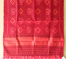 Vasant . वसंत ~ Woolen Patola Shawl ~ Pink Hathi Motif