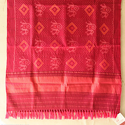 Vasant . वसंत ~ Woolen Patola Shawl ~ Pink Hathi Motif