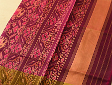 चंपा - चकली ⁂ Handloom Patola Silk Saree | Pink Elephant Design