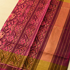 चंपा - चकली ⁂ Handloom Patola Silk Saree | Pink Elephant Design