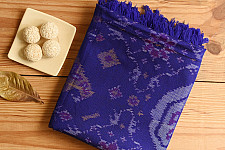 Vasant . वसंत ~ Woolen Patola Shawl ~ Blue Swan Motif