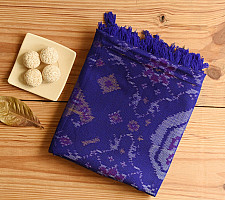 Vasant . वसंत ~ Woolen Patola Shawl ~ Blue Swan Motif