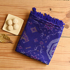 Vasant . वसंत ~ Woolen Patola Shawl ~ Blue Swan Motif