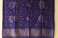 Vasant . वसंत ~ Woolen Patola Shawl ~ Blue Swan Motif