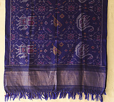 Vasant . वसंत ~ Woolen Patola Shawl ~ Blue Swan Motif