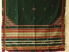Winter's Call ❁ Kutchi Embroidered Mirror Work & Bhujodi Woven Woolen Green Shawl