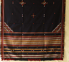 Winter's Call ❁ Kutchi Embroidered Mirror Work & Bhujodi Woven Woolen Navy Blue Shawl