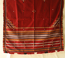 Winter's Call ❁ Kutchi Embroidered Mirror Work & Bhujodi Woven Woolen Shawl - Maroon