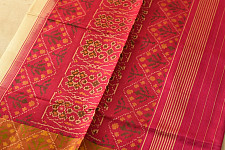 चंपा - चकली ⁂ Traditional Patola Silk Saree | ivory & Pink 