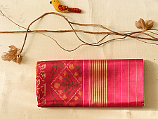 चंपा - चकली ⁂ Traditional Patola Silk Saree | ivory & Pink 