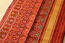 चंपा - चकली ⁂ Handloom Double Ikat Patola Saree | Red & Blue 