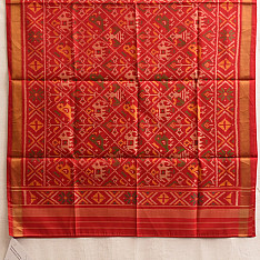 Rasika . रसिका ~ Patola Silk Dupatta ~ Parrot & Elephant Motif