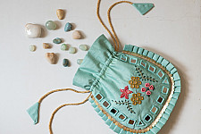 A pocket full of joy | Embroidered Potli Purse With Detachable Belt - Light Blue