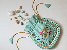 A pocket full of joy | Embroidered Potli Purse With Detachable Belt - Light Blue
