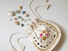 A pocket full of joy | Embroidered Potli Purse With Detachable Belt - Off White