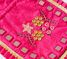A pocket full of joy | Embroidered Potli Purse With Detachable Belt  - Rani Pink