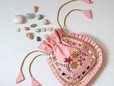A pocket full of joy | Embroidered Potli Purse With Detachable Belt - Light Pinnk