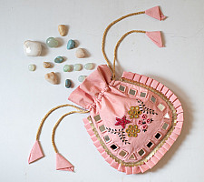 A pocket full of joy | Embroidered Potli Purse With Detachable Belt - Light Pinnk