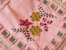 A pocket full of joy | Embroidered Potli Purse With Detachable Belt - Light Pinnk