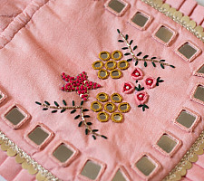 A pocket full of joy | Embroidered Potli Purse With Detachable Belt - Light Pinnk