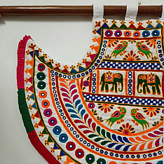 Wall Hanging ⁂ Kutchi Embroidered Traditional Fan Wall Piece / Wall Hanging - Vinjano