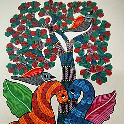 Nandan . नंदन ✦ Handcrafted ~ Gond Painting ( 12" x 16" ) - Tribal Tale