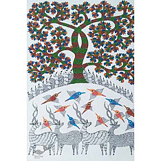 Nandan . नंदन ❁ Canvas Gond Painting (2x3 Feet) ❁ 2
