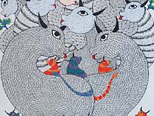 Nandan . नंदन ❁ Canvas Gond Painting (2x3 Feet) ❁ 3