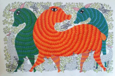 Nandan . नंदन ❁ Canvas Gond Painting (2x3 Feet) ❁ 4