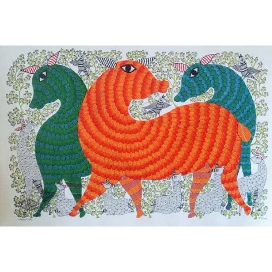 Shop online hand painted canvas gond painting