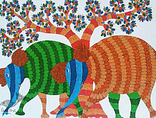Nandan . नंदन ❁ Canvas Gond Painting (2x3 Feet) ❁ 5