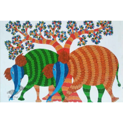 Nandan . नंदन ❁ Canvas Gond Painting (2x3 Feet) ❁ 5