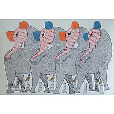Nandan . नंदन ❁ Canvas Gond Painting (2x3 Feet) ❁ 7