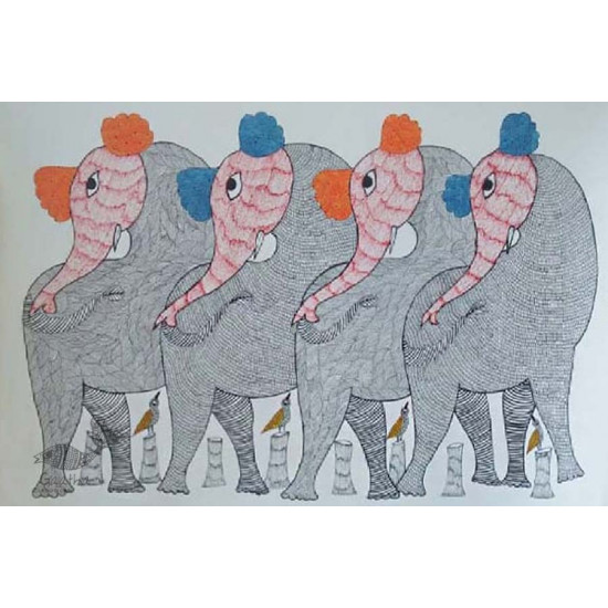 Shop online hand painted canvas gond painting