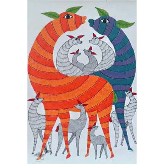 Shop online hand painted canvas gond painting