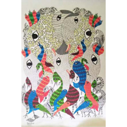 Nandan . नंदन ❁ Canvas Gond Painting (2x3 Feet) ❁ 10