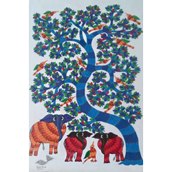 Nandan . नंदन ❁ Canvas Gond Painting (2x3 Feet) ❁ 12