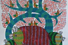 Nandan . नंदन ❁ Canvas Gond Painting (2x3 Feet) ❁ 13