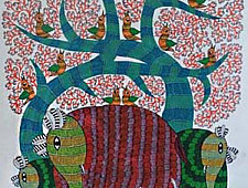 Nandan . नंदन ❁ Canvas Gond Painting (2x3 Feet) ❁ 13