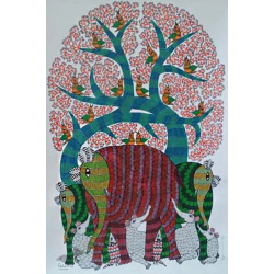 Nandan . नंदन ❁ Canvas Gond Painting (2x3 Feet) ❁ 13