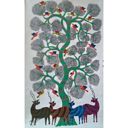 Nandan . नंदन ❁ Canvas Gond Painting (3x5 Feet) ❁ 14