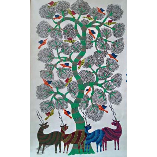 Shop online hand painted canvas gond painting